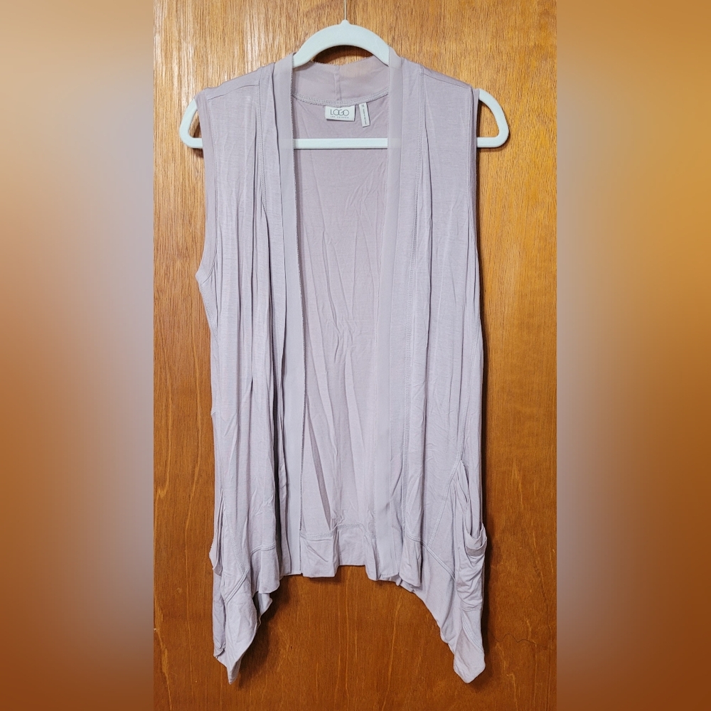 LOGO Lori Goldstein Sleeveless Cardigan Vest Size Medium (0009)